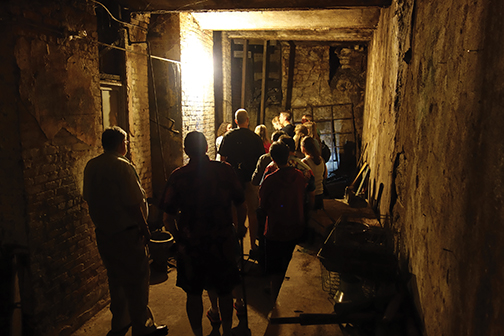 Photo of people in the Seattle underground.