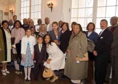 Members of Marian Anderson's family gather in the O'Byrne Gallery at DAR Headquarters.
