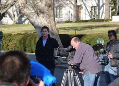 Rob Lowe on the North Portico of DAR Memorial Continental Hall.
